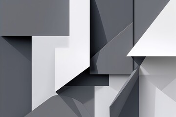 Poster - Abstract Modern Grey White Background with Overlapping Geometric Shapes and Shadows for Design Use