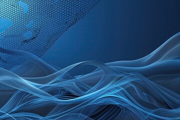 Poster - Contemporary Abstract Blue Background Poster Featuring Advanced Technology Mesh Design