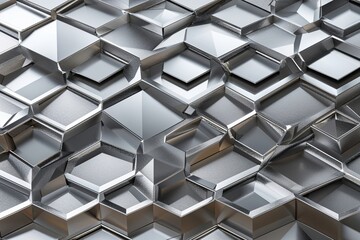 Poster - Contemporary Silver Hexagonal Geometric Pattern Design