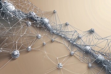 Poster - Detailed Technology Network Design on Soft Beige Backdrop in Vector Format