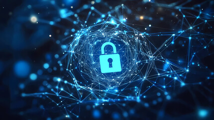 Lock Icon Surrounded by Network Structure