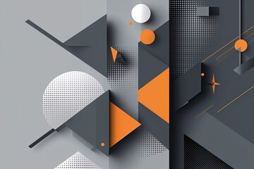 Poster - Grey Abstract Background with Geometric Elements and Modern Halftone Design for Web Layout and Banner