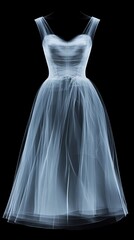 Poster - Model showcases elegant and ethereal dress design against a dark backdrop in a creative art display