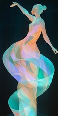 Poster - Abstract model gracefully displayed with flowing shapes and colors in a modern art installation