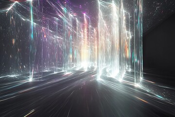 Poster - vibrant abstract light trails create a mesmerizing background with colorful reflections in a dark sp