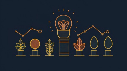 creative concept of plant growth with light bulb and growth chart, symbolizing innovation and succes