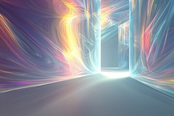 Poster - vibrant abstract background with luminous pathways and swirling colors