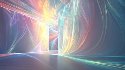 Poster - Colorful abstract background with vibrant light patterns creating an ethereal atmosphere and depth