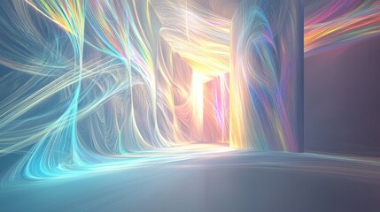 Poster - Vibrant abstract background with flowing light patterns and colorful textures in a mystical space