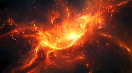 Wall Mural - fiery enigma: an abstract rendering of a glowing, fiery form, perhaps representing the core of raw e