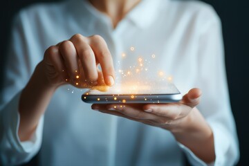 Poster - Modern Business Concept with Ultra-Modern Workspace and Digital Interaction in Focus