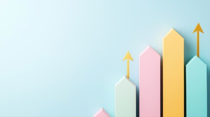 Poster - Economic Growth Concept with Rising Pastel Bar Chart Illustrating Financial Progress in Business
