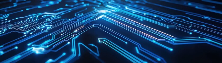 Poster - Futuristic Digital Circuit Board Pattern in Cyber Technology Concept Design