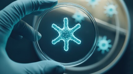 Poster - Close-Up of Petri Dish with Microbial Growth and Scientific Research Concept in Laboratory Setting