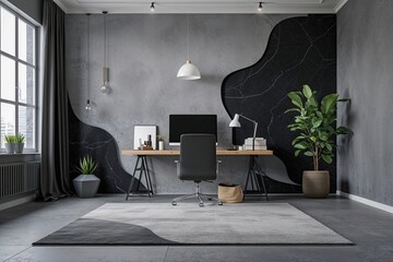 Poster - contemporary grey background with black and grey abstract design for studio product showcase