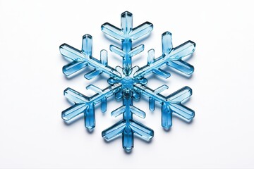 Poster - Stunning Macro View of a Unique Frozen Snowflake with Clear Blue Details