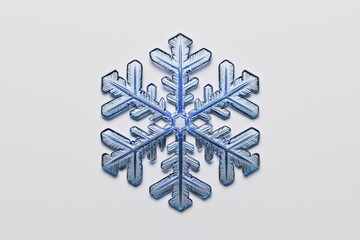 Poster - Detailed Macro Shot of a Single Frozen Snowflake Captured in Nature's Winter Wonderland