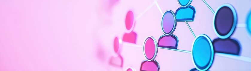 Poster - Creative Team Collaboration Concept with Abstract Figures and Colorful Interconnections