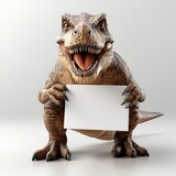 Friendly Tyrannosaurus Rex Holding Blank Sign