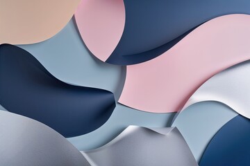 Poster - Soft Pastel Background with Navy Silver Gradient for Creative Workspace Design