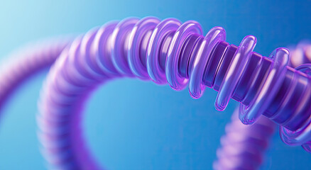 Abstract purple spiral tubes on blue background.