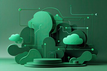 Poster - Vibrant Green Abstract Design Highlighting Innovative Networking Technology