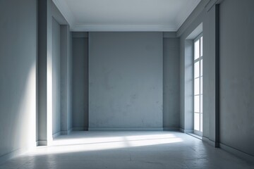 Poster - Minimalist White Photography Studio with Soft Grey Background for Product Showcasing and Advertising