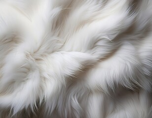 Wall Mural - close-up of soft and fluffy white fur texture with gentle waves