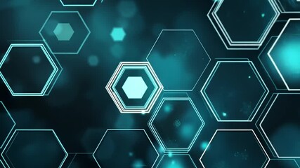 Poster - abstract hexagonal pattern with glowing blue elements in background