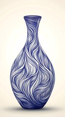 Poster - Elegant Blue White Swirl Pattern Vase