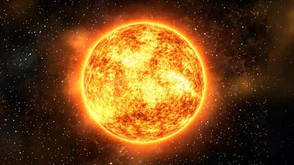 Wall Mural - Bright sun shining in the universe with glowing rays and cosmic backdrop during a clear day