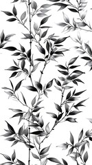Poster - Monochrome Botanical Print Elegant Leafy Branches
