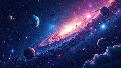 Wall Mural - deep space illustration with stars, planets, and galaxies in a stunning cosmic environment , planet,
