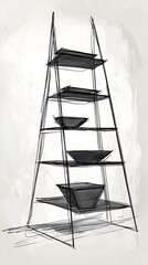 Poster - Sketch Design Modern Five Shelf Display Stand