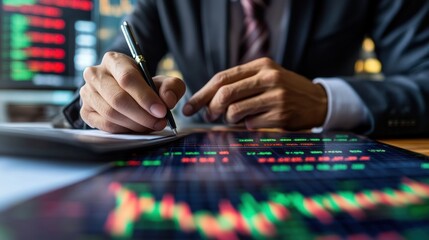Poster - Stock Market Analyst Analyzing Data and Writing Notes