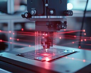 Poster - An advanced laser cutting machine in action, showcasing precise engineering and innovation