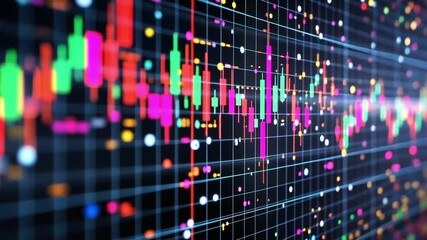 Poster - Abstract Colorful Stock Market Data Visualization