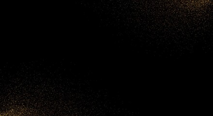 Poster - Golden Glitter Particles Sparkling Shimmering Dust on Black Festive Abstract Backdrop