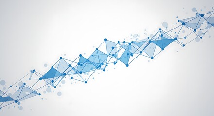 Poster - Abstract Network Connecting Points Geometric Blue Lines on White Background Digital Illustration