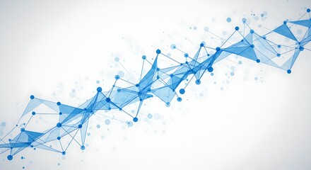 Poster - Blue Digital Network Plexus Structure on White Background for Technology Abstract Connection
