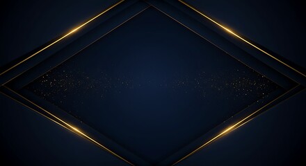 Poster - abstract layered rhombus golden lines glitter dark blue elegant texture modern high quality backgrou