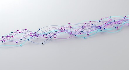Fototapete - Interconnected Data Stream Abstract Network on White Backdrop 3D Rendering