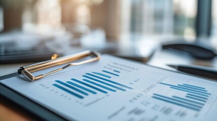 Poster - Financial Report Analysis, Business Data Charts on Clipboard