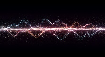 Aufkleber - Shimmering Particle Wave Flowing in Digital Space Abstract Motion Graphics 4K