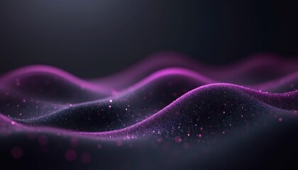 Poster - Abstract dark metallic background with purple lines. Glowing waves, futuristic design, modern 3D space. Shiny texture, perfect for presentations, banners, covers, wallpaper. Tech concept.