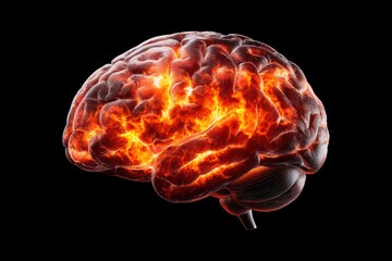 Poster - highly detailed conceptual illustration of human brain scan in vibrant colors and textures