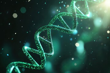 Poster - Futuristic Laboratory Concept of Genetics Research Featuring Glowing DNA Strand in Light
