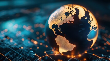Poster - glowing digital globe representing global education concepts and networking innovations
