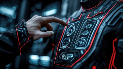 Poster - Futuristic Robotic Arm Concept in Advanced Manufacturing Environment with High-Tech Interfaces