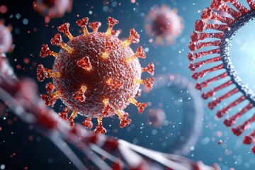 Poster - Detailed Zoomed View of Viral Mutation Showcasing Virus Structure and Molecular Features